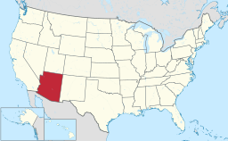 Arizona markerat på USA-kartan.