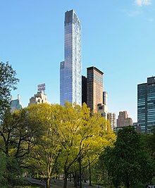 Skyline of Midtown Manhattan as seen from Central Park, with One57 in the center