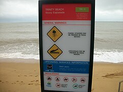 Marine stingers sign, Trinity beach, Cairns