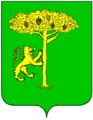 Pino addestrato da un leone rivolto (stemma della famiglia Pino di Genova)