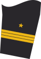 Dienstgradabzeichen eines Korvettenkapitäns (Truppendienst) auf dem Unterärmel der Jacke des Dienstanzuges für Marineuniformträger