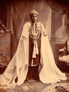 The Maharaja of Cochin wearing the mantle of the Order for the occasion of King Edward VII's Delhi Durbar of 1903