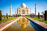 Considered to be an "unrivalled architectural wonder", the Taj Mahal in Agra is a prime example of Indo-Islamic architecture. One of the world's seven wonders.[176]
