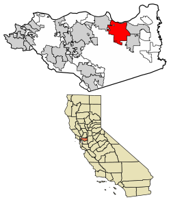 Location of Antioch in Contra Costa County, California