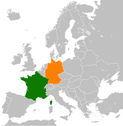 Map indicating locations of France and Germany