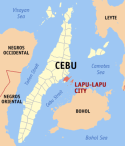 Mapa de Visayas Central con Ciudad de Lapu-Lapu resaltado