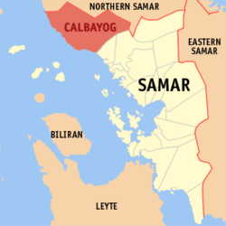 Mapa han Samar nga nagpapakita han Siyudad han Calbayog