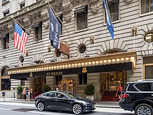 Main entrance to the St. Regis New York Hotel on East 55th Street