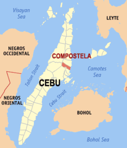 Mapa de Cebu con Compostela resaltado