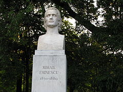 Statue of Mihai Eminescu on Writers' Alley (Aleea Scriitorilor)