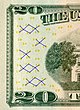 Recto (cutout) of 20 US dollar (as part of the value numeral 20)