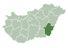 Map of Hungary highlighting Békés County