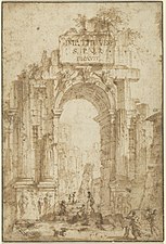 Arch of Titus (no date), pen, ink and wash, 18.7 x 12.2 cm., National Gallery of Art