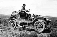 1903 Horatio Nelson Jackson in his two-seat Winton tourer, "The Vermont", drives across America