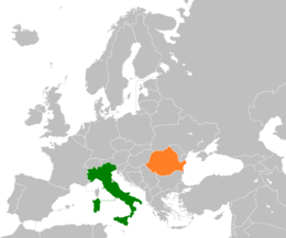 Mappa che indica l'ubicazione di Italia e Romania