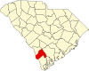 State map highlighting Hampton County