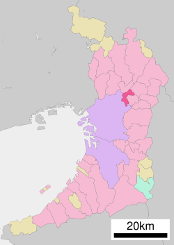 Location of Moriguchi in Osaka Prefecture