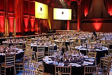 The banking hall of 55 Wall Street, set up for an event