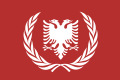 Προτεινόμενη σημαία, συνδυασμός της σημαίας των Ηνωμένων Εθνών και αυτής της Αλβανίας.