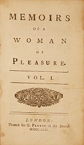 Title page, showing details of Fanny Hill