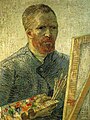 『イーゼルの前の自画像（画家としての自画像）』1887年12月-1888年2月、パリ。油彩、キャンバス、65.1 × 50 cm。ゴッホ美術館[457]F 522, JH 1356。