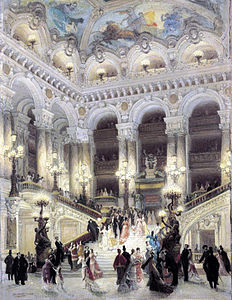 Il grande scalone dell'Opéra national de Paris, disegnato da Charles Garnier, venne iniziato nel 1864 ma la costruzione ebbe termine nel 1875
