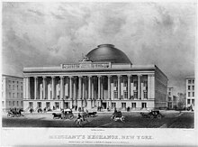Black-and-white sketch of the Merchants' Exchange Building
