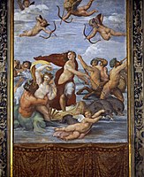 Triumph of Galatea, 1512, his only major classical mythological subject, for Chigi's villa (Villa Farnesina)