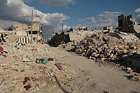 Destruição em Alepo, em 2013.