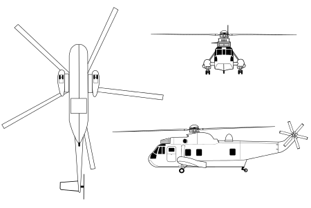 Orthographically projected diagram of the SH-3 Sea King.