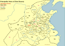 Map of states in Zhou dynasty including Zheng