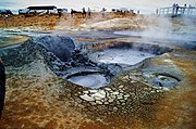 Degassing mudpots at Hverarönd high temperature geothermal area, Krafla system, North Iceland