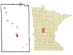 Location of Long Prairie within Todd County and state of Minnesota