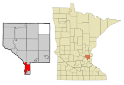 弗里德利在安諾卡縣及明尼蘇達州的位置（以紅色標示）
