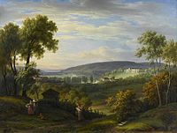 Blick auf Schloss Rosenstein und das Neckartal, 1828
