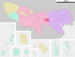 Situering van Mitaka in de prefectuur Tokio