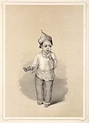 A little Mussulman girl, Calcutta, 1844 lithograph of a Muslim girl in India wearing paijamas and kurti; drawn by Emily Eden, wife of the Governor-General of India, George Eden