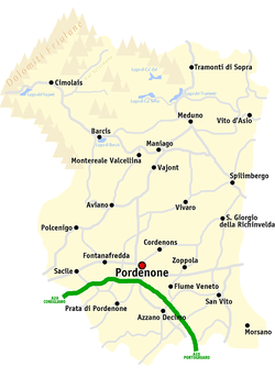 Pordenone megye térképe