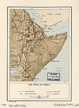 Mapa cartográfico del Cuerno de África de 1959