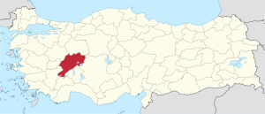 Lokasyon ng Lalawigan ng Afyonkarahisar sa Turkiya
