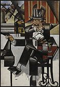 Juan Gris, 1912, Man in a Café, oil on canvas, 127.6 x 88.3 cm, Philadelphia Museum of Art. Reproduced in The Cubist Painters, Aesthetic Meditations, by Guillaume Apollinaire
