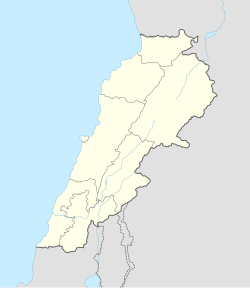 Map showing the location of Jieh within Lebanon