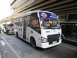 Isuzu QKR Modern Jeepney in Manila, Philippines, with Almazora bodywork.