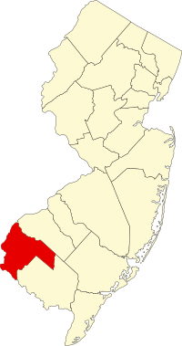 Округ Салем на мапі штату Нью-Джерсі highlighting