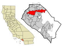 Lage Anaheims im Orange County und Kalifornien