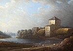 Nyköpingshus eller Nyköpings slott på en oljemålning av Carl Johan Fahlcrantz (1774-1861) från 1800-talets första hälft.