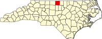 Map of Severna Karolina highlighting Caswell County