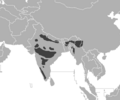 Área de distribución del tigre de Bengala