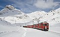 A Bernina-vasút Lagalb és Ospizio Bernina között télen