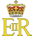 Cifra real da Rainha Isabel II, encimada pela Coroa da Escócia